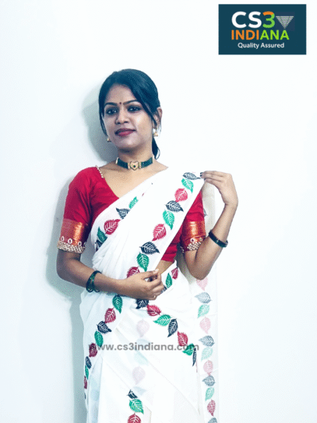 Abc ✨Elegant Kerala Set Mundu with Leaf Print Design - OMSM2006 ✨